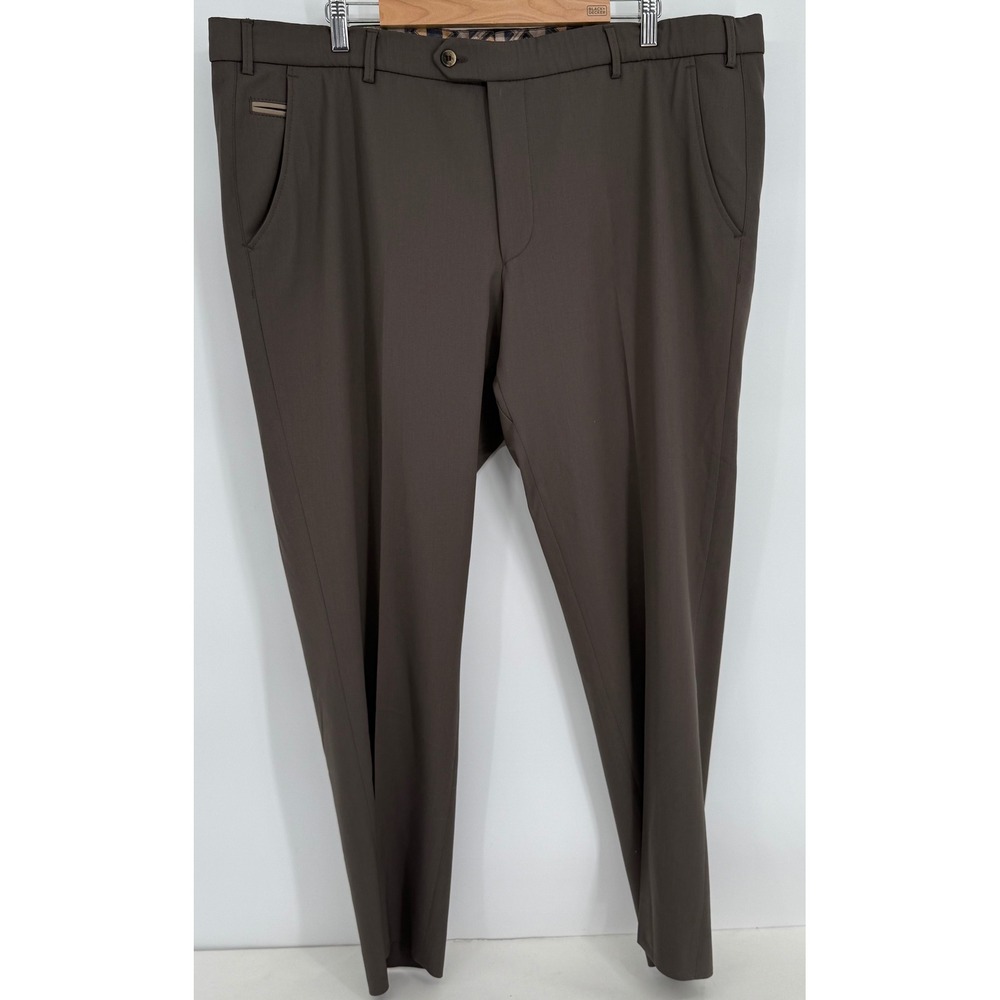 Meyer Bonn Mens Trousers Taupe Brown Modern‎ Fit Flat Front Pants Sz 44